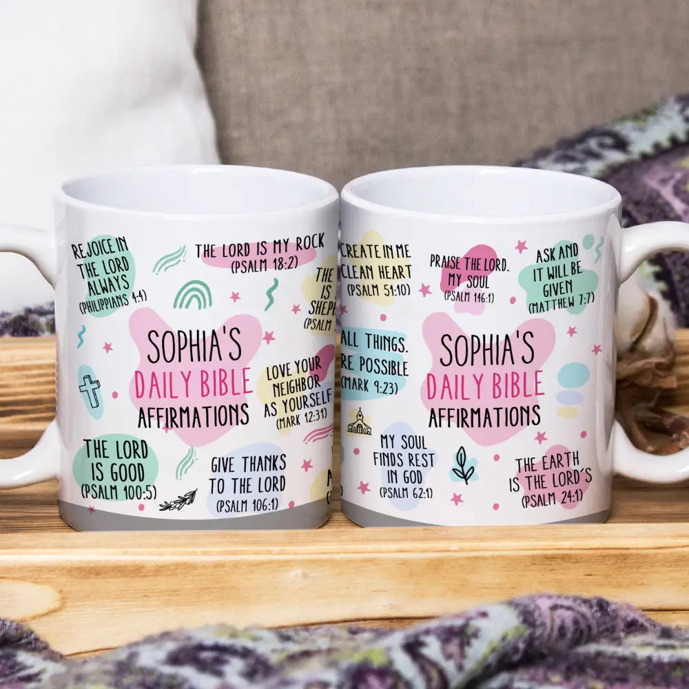 Top Market,Love,Gift For Yourself,Gift For Women,Gift For Men,Christian,Non-Eng - My Daily Bible Affirmations - Personalized White Edge-to-Edge Mug