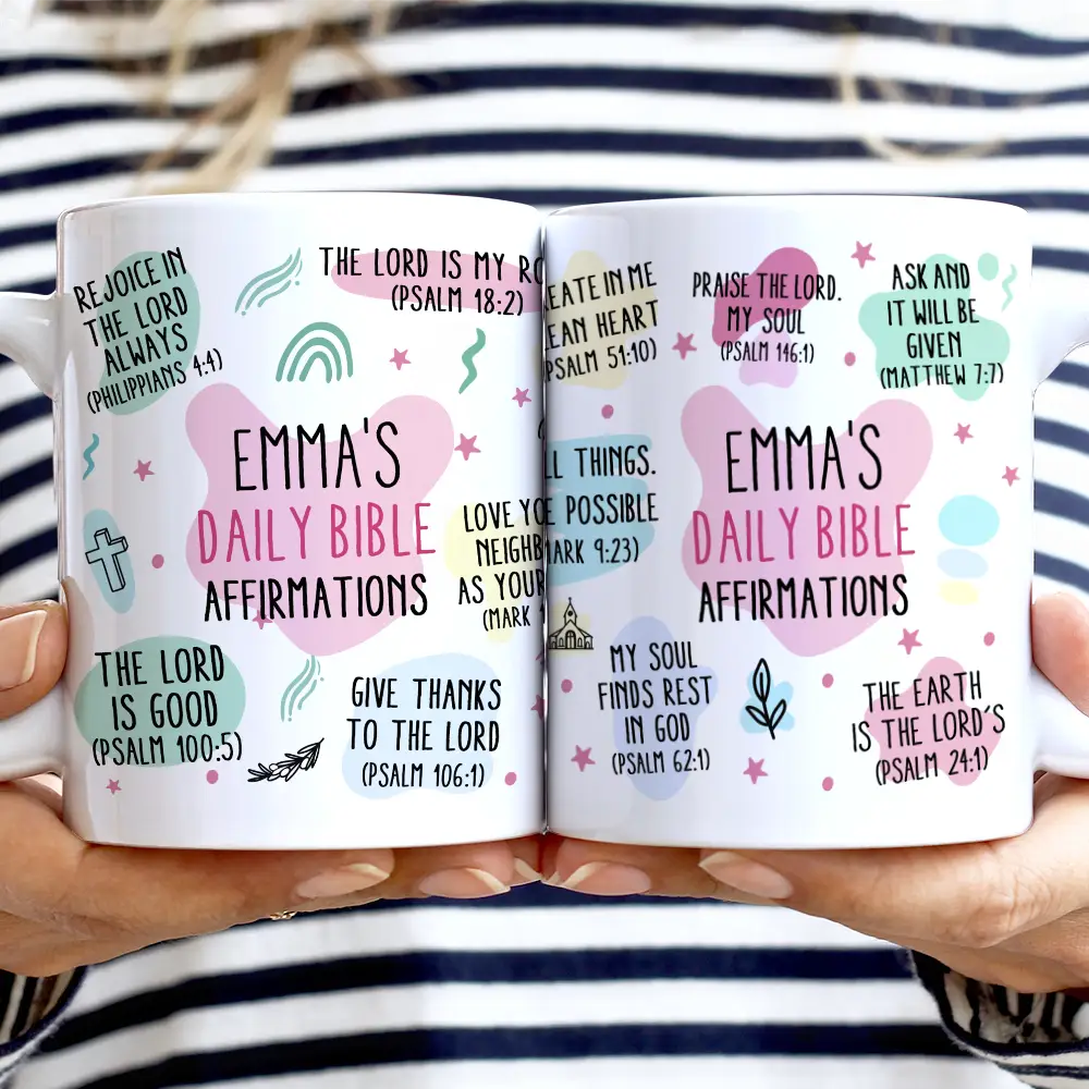 Top Market,Love,Gift For Yourself,Gift For Women,Gift For Men,Christian,Non-Eng - My Daily Bible Affirmations - Personalized White Edge-to-Edge Mug