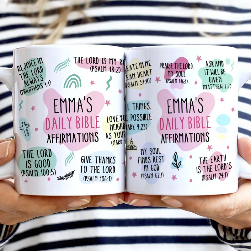 Top Market,Love,Gift For Yourself,Gift For Women,Gift For Men,Christian,Non-Eng - My Daily Bible Affirmations - Personalized White Edge-to-Edge Mug