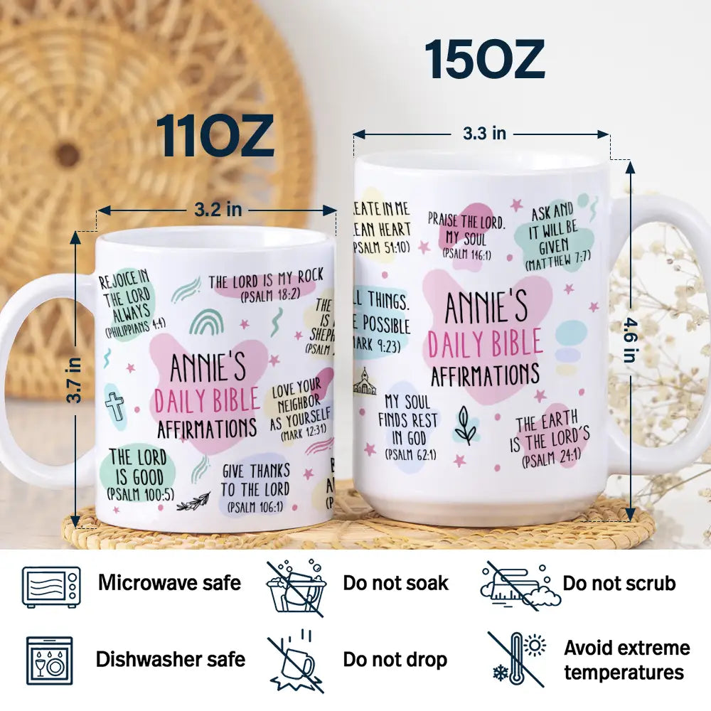 Top Market,Love,Gift For Yourself,Gift For Women,Gift For Men,Christian,Non-Eng - My Daily Bible Affirmations - Personalized White Edge-to-Edge Mug