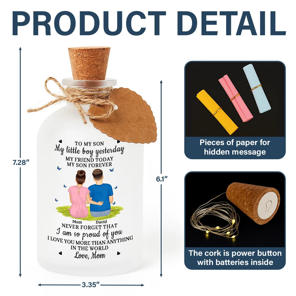 Mom,Daughters,Sons,Love - My Daughter Son Forever - Personalized Short Bottle Light