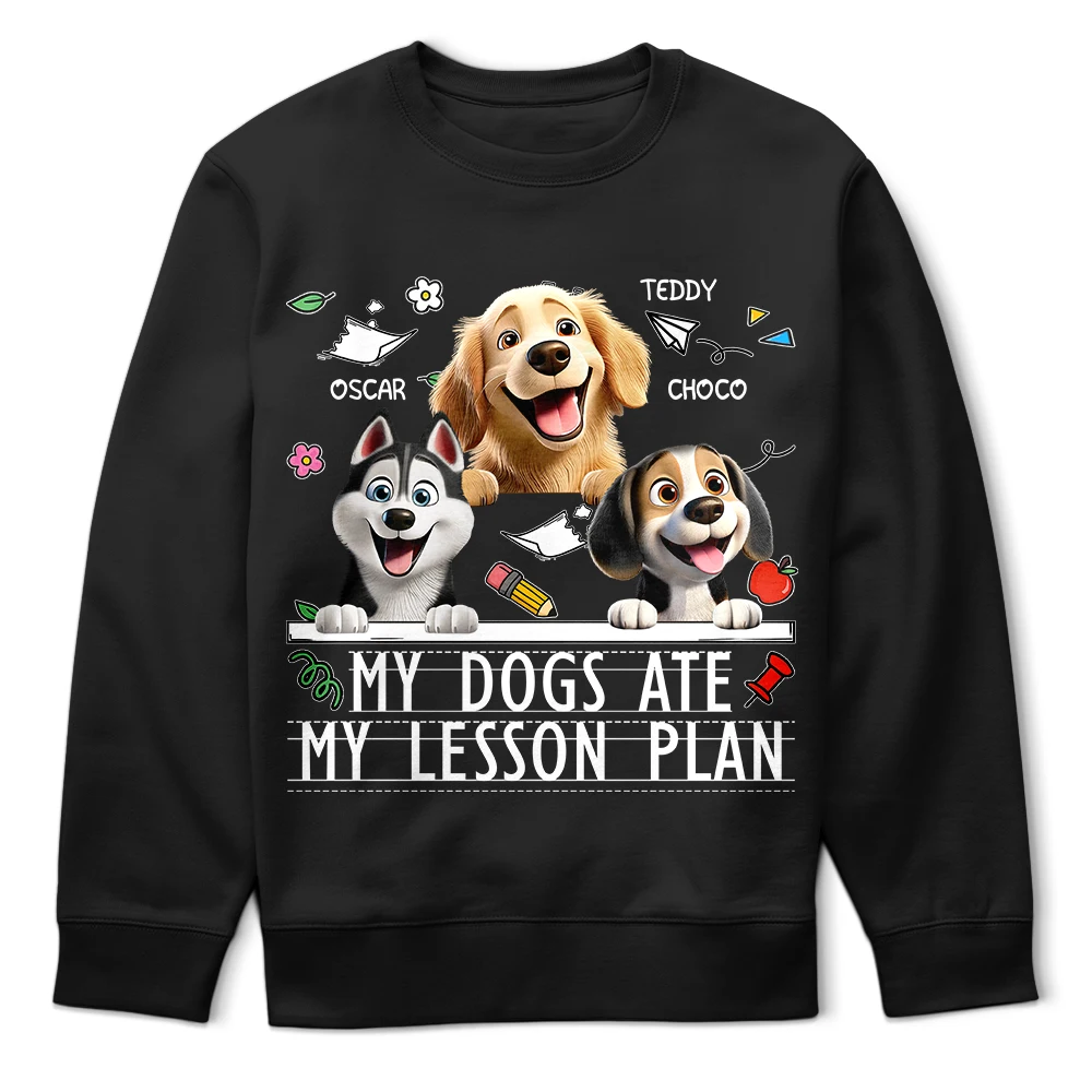 Teacher,Pet Lovers,Pet Mom,Pet Dad,Dog Lovers,Dog Mom,Dog Dad,Happy - My Dog Ate My Lesson Plan Funny - Personalized T Shirt