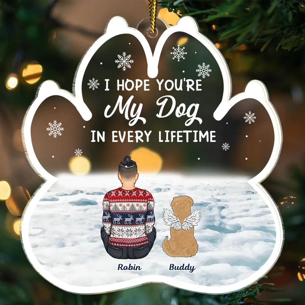Christmas,Pet Lovers,Memorial,Sad - My Dog Every Lifetime Pet Memorial - Personalized Custom Shaped Acrylic Ornament