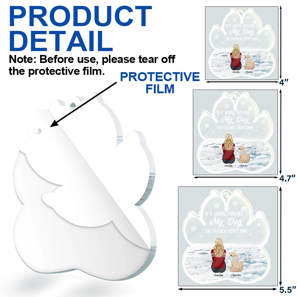 Christmas,Pet Lovers,Memorial,Sad - My Dog Every Lifetime Pet Memorial - Personalized Custom Shaped Acrylic Ornament