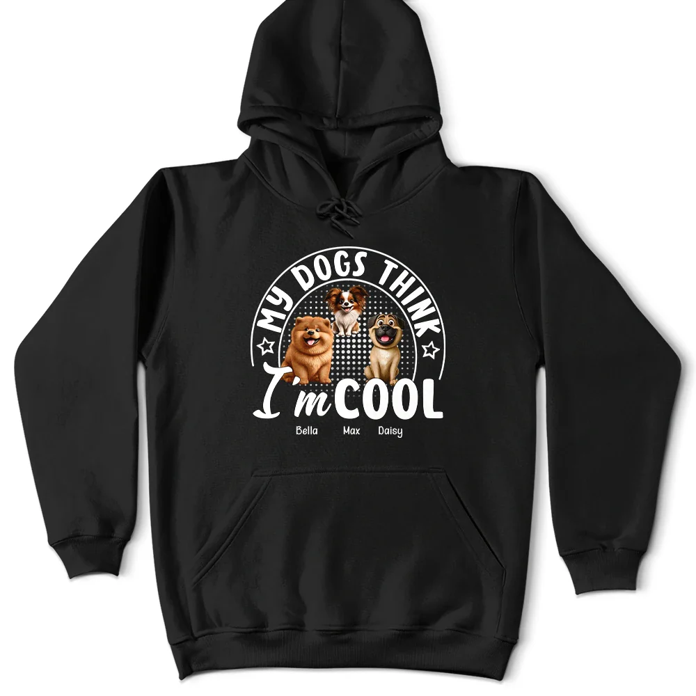 Pet Lovers, Dog Lovers, Cat Lovers, Funny - My Dog Thinks I'm Cool 3D Effect - Personalized T Shirt