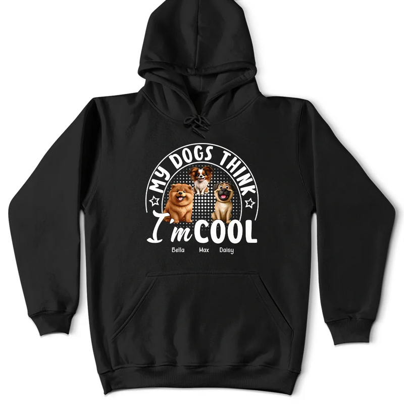Pet Lovers, Dog Lovers, Cat Lovers, Funny - My Dog Thinks I'm Cool 3D Effect - Personalized T Shirt