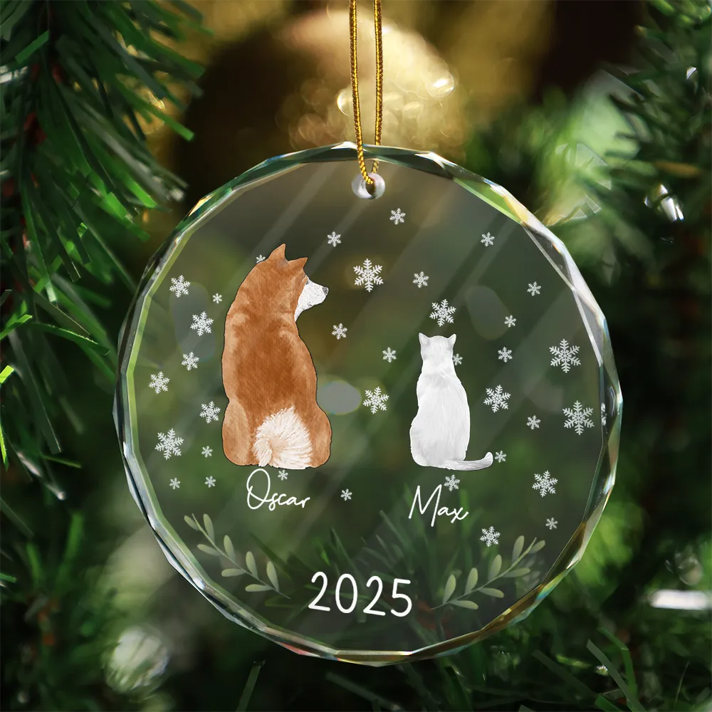 My Dogs Cats Pet - Personalized Circle Glass Ornament