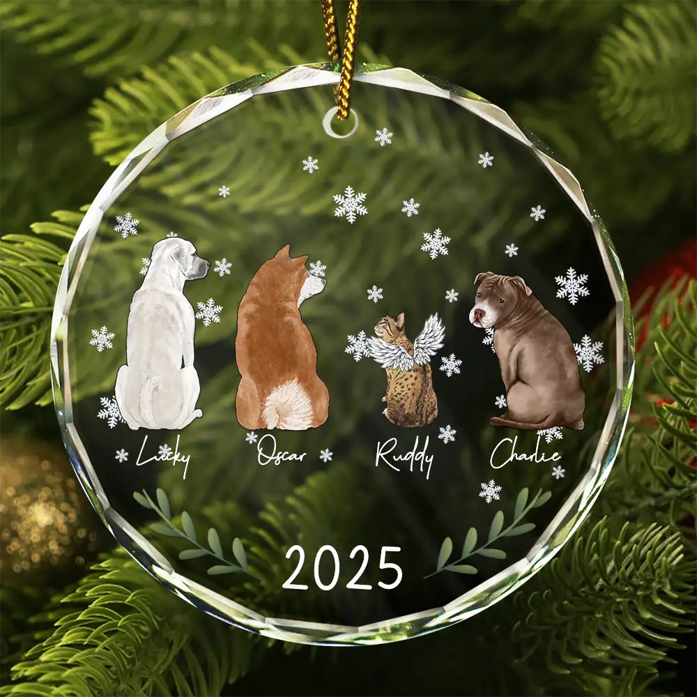 My Dogs Cats Pet - Personalized Circle Glass Ornament