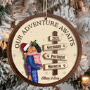Christmas,Travel,Gift For Couples,Gift For Husband,Gift For Wife,Gift For Boyfriend,Gift For Girlfriend,Happy - My Favorite Adventure Partner Couple - Personalized 2-Layered Wooden Ornament