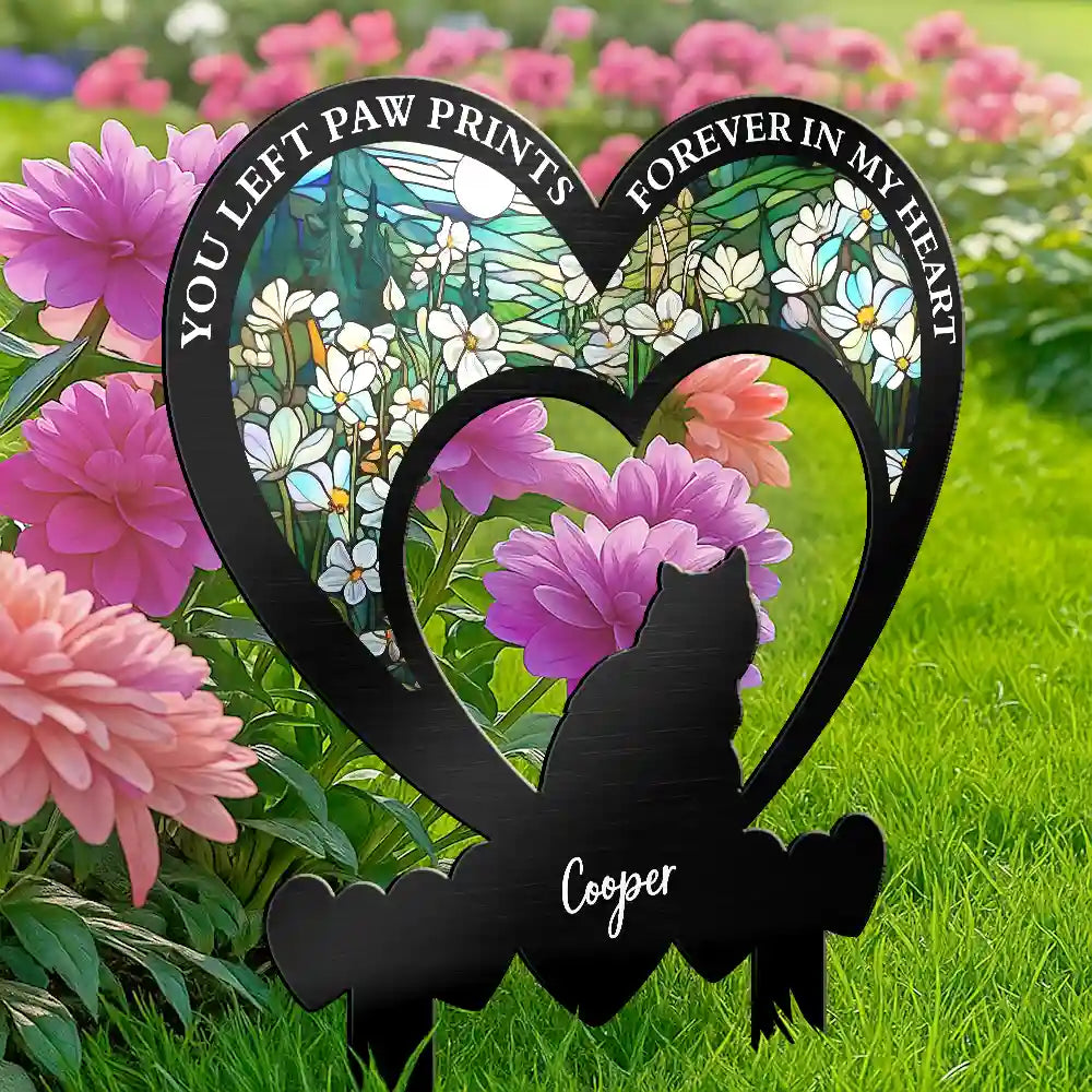 Pet Lovers, Memorial, Sad - My Favorite Hello And Hardest Goodbye - Personalized Metal Garden Stake