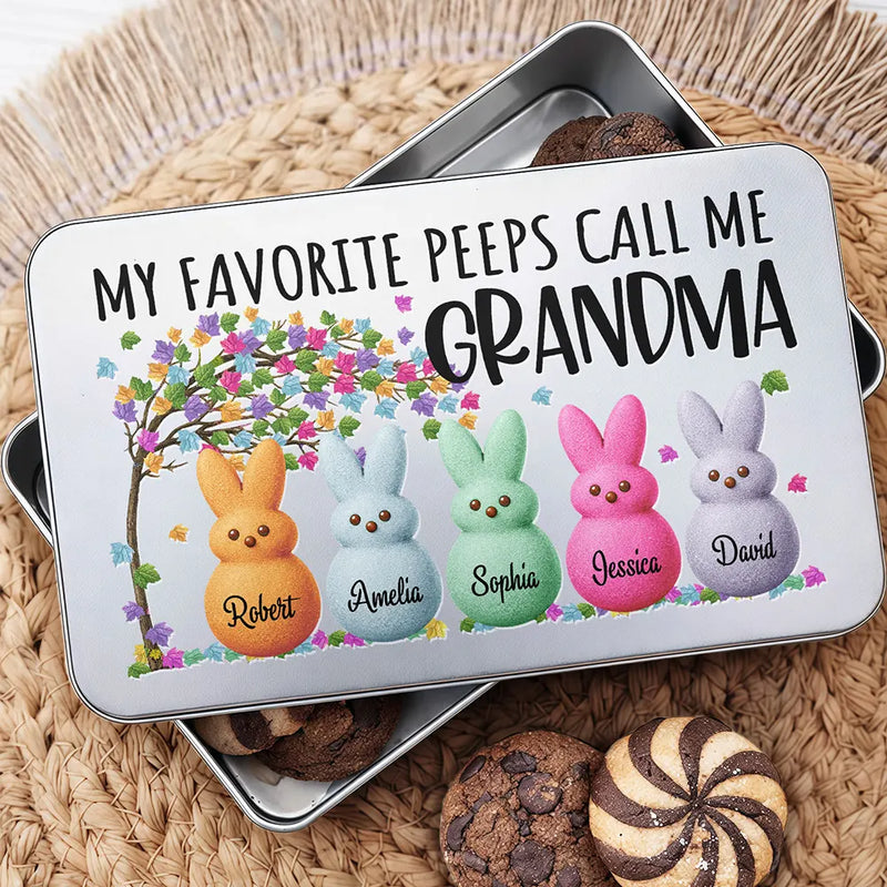 Funny,Gift For Mother,Gift For Grandma,Gift For Wife - My Favorite Peeps Call Me Grandma - Personalized Metal Biscuit Tin