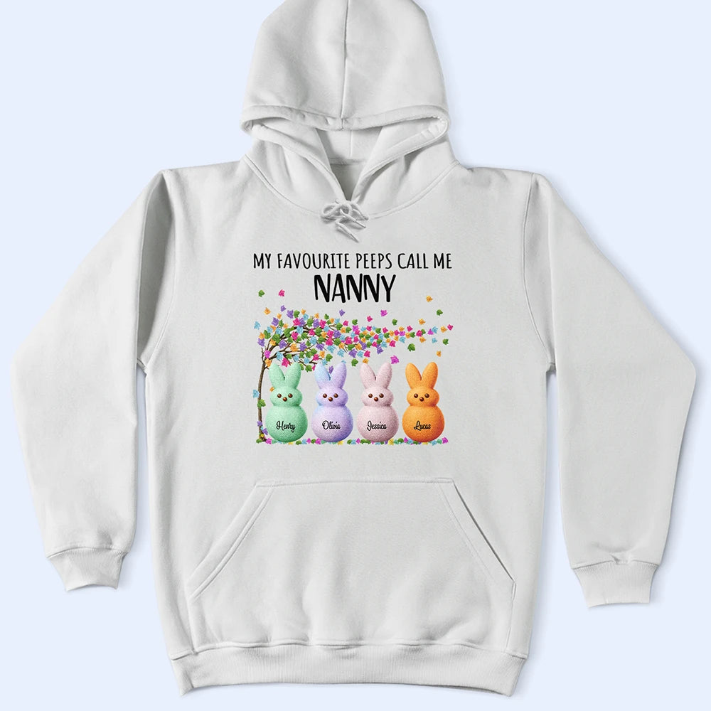 Gift For Grandma,Grandma - Grandkids,Happy - My Favourite Peeps Call Me Nanny - Personalised T Shirt