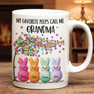 Funny, Gift For Mother, Gift For Grandma, Gift For Wife, Easter - My Favorite Peeps Call Me Grandma - Personalized White Edge-to-Edge Mug