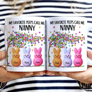 Funny, Gift For Mother, Gift For Grandma, Gift For Wife, Easter - My Favorite Peeps Call Me Grandma - Personalized White Edge-to-Edge Mug