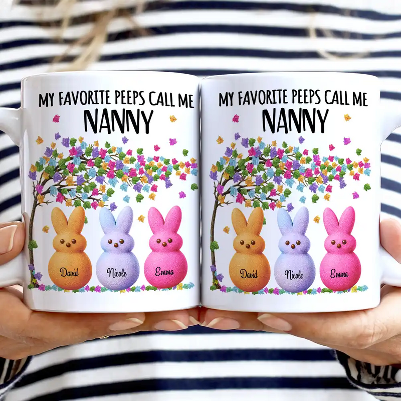 Funny, Gift For Mother, Gift For Grandma, Gift For Wife, Easter - My Favorite Peeps Call Me Grandma - Personalized White Edge-to-Edge Mug