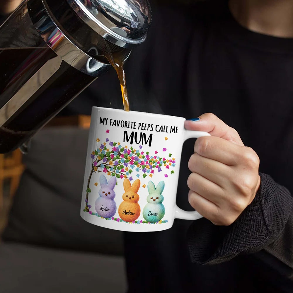 Funny, Gift For Mother, Gift For Grandma, Gift For Wife, Easter - My Favorite Peeps Call Me Grandma - Personalized White Edge-to-Edge Mug