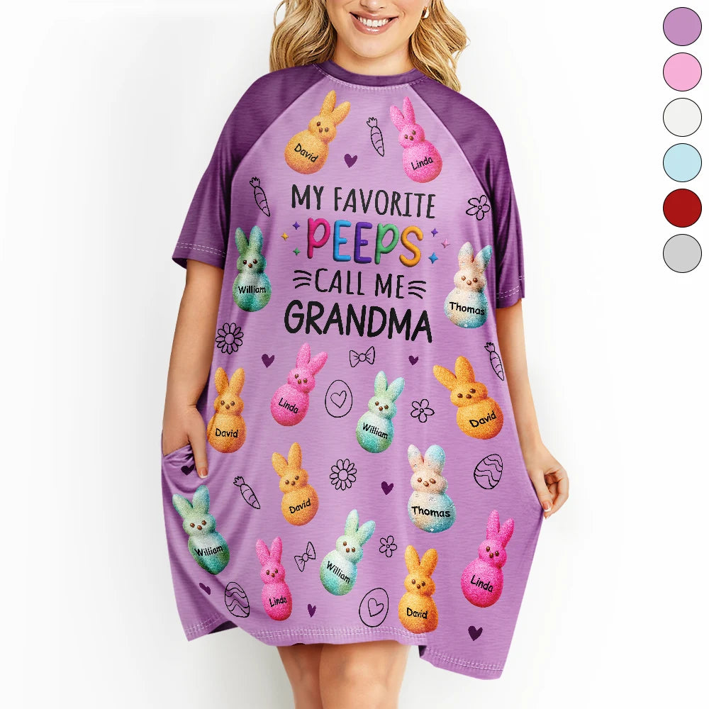 Happy,Gift For Wife,Gift For Mother,Gift For Grandma,Easter - My Favorite Peeps Call Me Grandma - Personalized Women's Sleep Tee