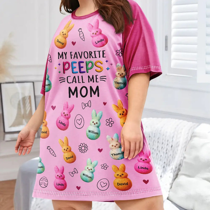 Happy,Gift For Wife,Gift For Mother,Gift For Grandma,Easter - My Favorite Peeps Call Me Grandma - Personalized Women's Sleep Tee