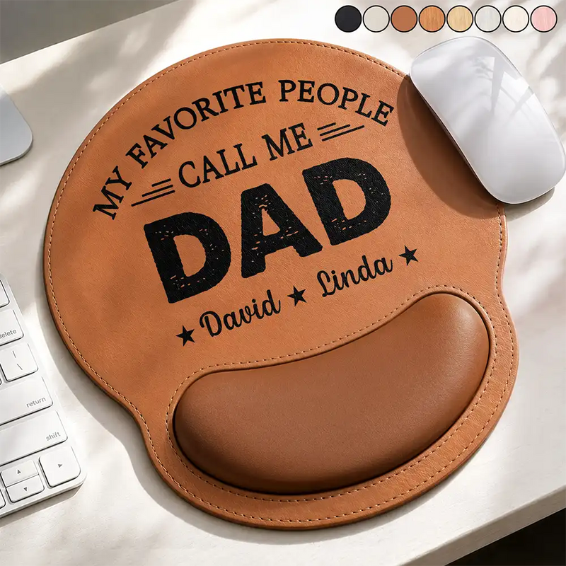 Gift For Husband,Gift For Father,Gift For Grandpa,Dad - Children,Grandpa - Grandkids,Non-Eng,Special Font,Confident - My Favorite People Call Me Daddy Grandpa - Personalized Leather Mouse Pad