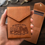 Independence Day, Gift For Grandpa, Proud, Icon - My Favorite People Call Me Papa - Personalized Leather Slim Wallet