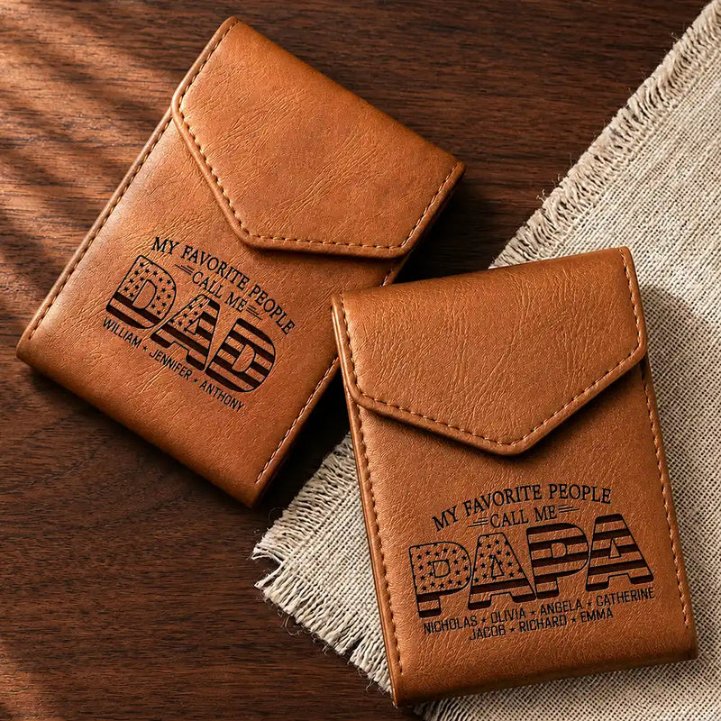 Independence Day, Gift For Grandpa, Proud, Icon - My Favorite People Call Me Papa - Personalized Leather Slim Wallet