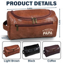 Gift For Father,Gift For Grandpa,Grandpa - Grandkids,Icon,Special Font,Proud - My Favorite People Call Me Papa - Personalized Leather Toiletry Bag