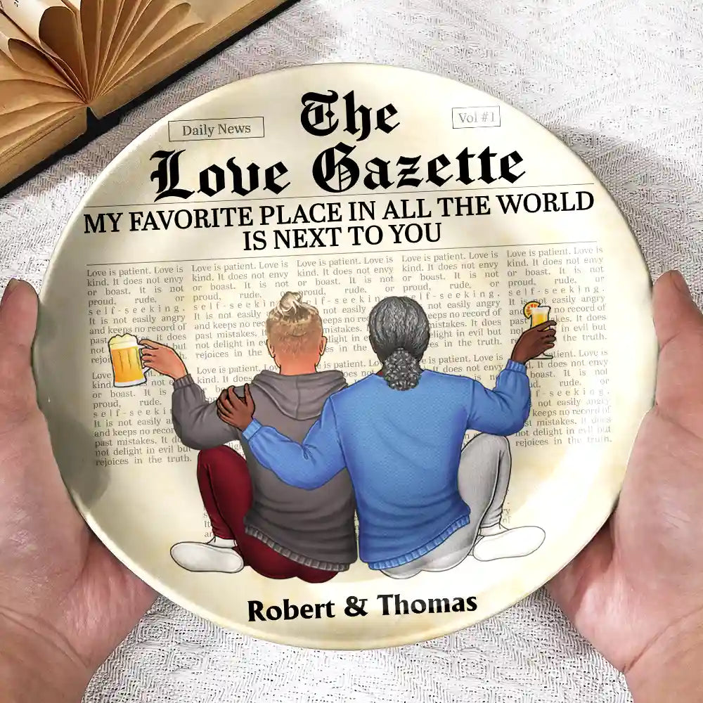 Gift For Couples,Gift For Husband,Gift For Wife,Gift For Boyfriend,Gift For Girlfriend,Love - My Favorite Place In All The World - Personalized Ceramic Plate