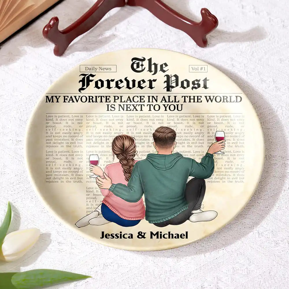 Gift For Couples,Gift For Husband,Gift For Wife,Gift For Boyfriend,Gift For Girlfriend,Love - My Favorite Place In All The World - Personalized Ceramic Plate