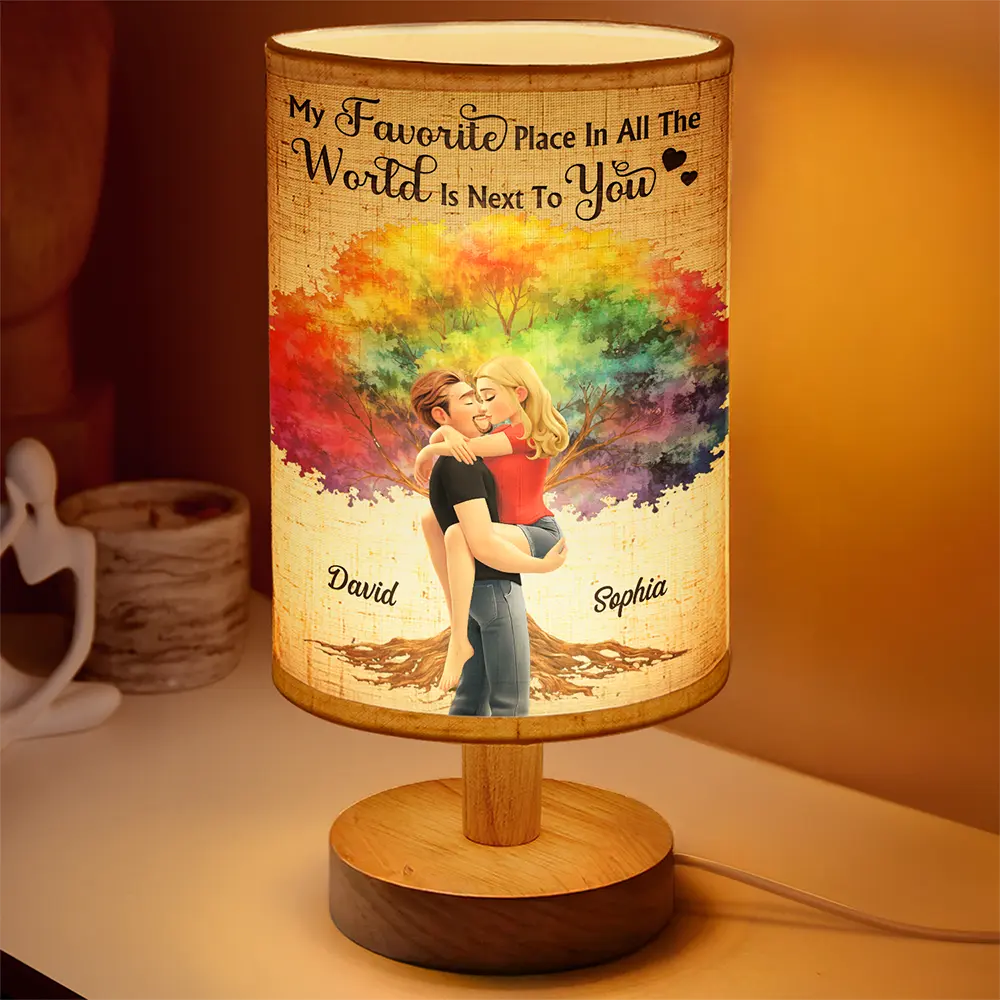 Gift For Couples,Gift For Husband,Gift For Wife,Gift For Boyfriend,Gift For Girlfriend,Love - My Favorite Place In All The World - Personalized Fabric Lamp