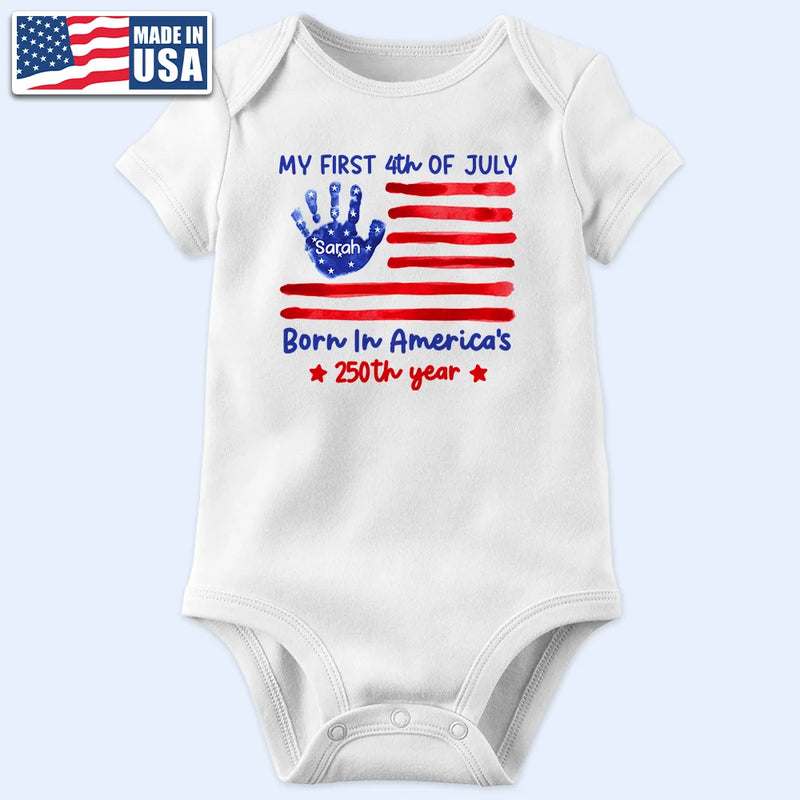 Gift For Baby,America 250th,Independence Day,Adorable,Icon - My First 4th Of July Born In America's 250th Year - Personalized Baby Onesie