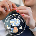 Family,Parents,Christmas,Happy - My First Christmas Baby Girl Boy - Personalized Circle Glass Ornament