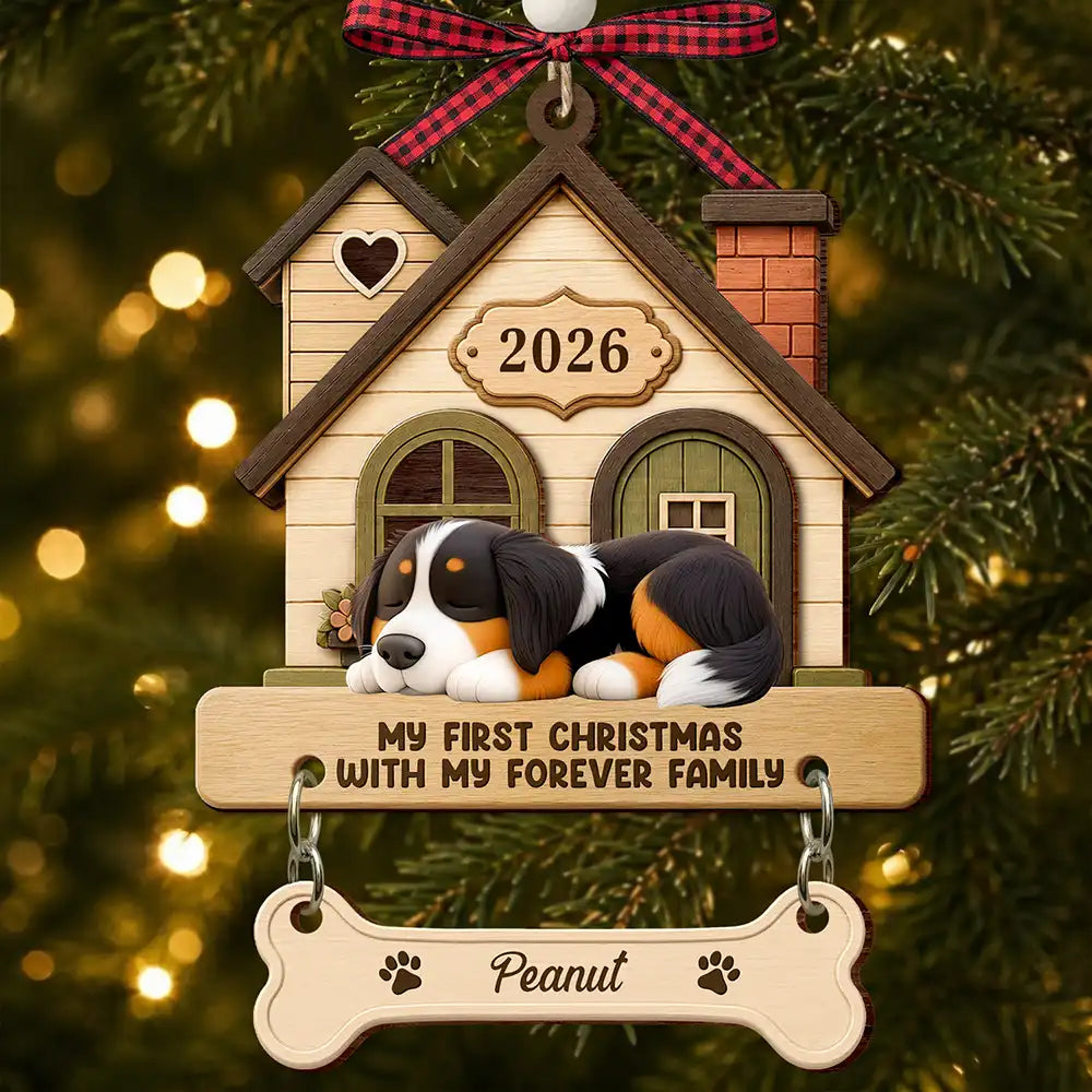 My First Christmas In My Forever Home - Personalized Wooden Ornament With Tag