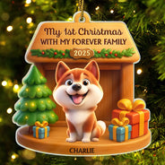Pet Lovers, Pet Mom, Pet Dad, Dog Lovers, Dog Mom, Dog Dad, Happy, Christmas - My First Christmas With My Forever Family - Personalized Custom Shaped Acrylic Ornament