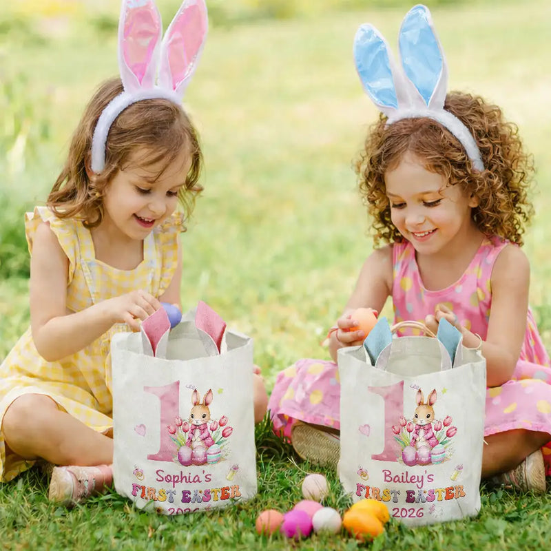 Easter,New baby,Dad - Sons,Gift For Son,Mom - Sons,Gift For Daughter,Dad - Daughters (Young),Mom - Daughters (Young),Gift For Kids,Gift For Grandkids,Happy - My First Easter - Personalized Bunny Ears Bucket Bag