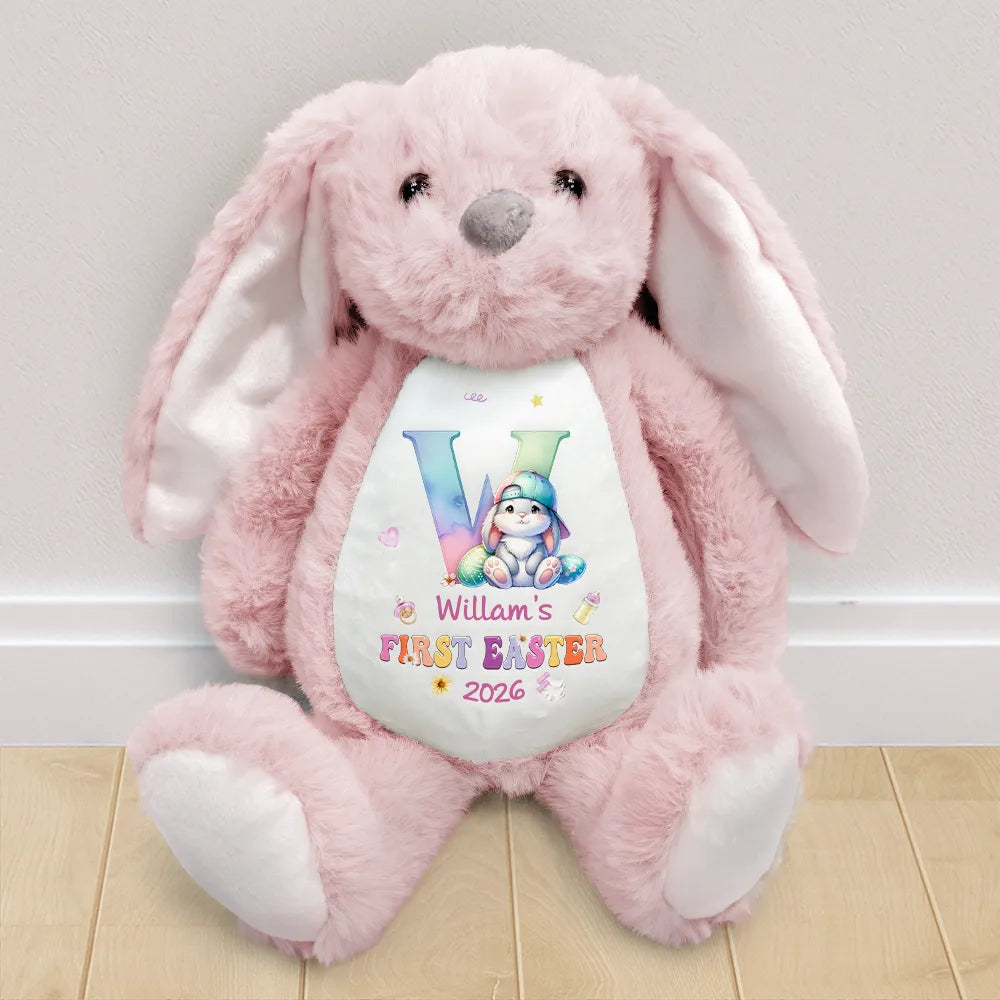 Easter,New baby,Dad - Sons,Gift For Son,Mom - Sons,Gift For Daughter,Dad - Daughters (Young),Mom - Daughters (Young),Gift For Kids,Gift For Grandkids,Happy - My First Easter Kid Monogram - Personalized Soft Toy Bunny