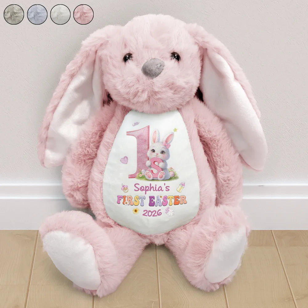 Easter,New baby,Dad,Sons,Gift For Son,Mom,Gift For Daughter,Daughters (Young),Gift For Kids,Gift For Grandkids,Happy - My First Easter Monogram - Personalized Soft Toy Bunny