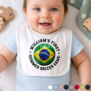 Gift For Mother,New Mom,Proud,Summer Soccer Games,Custom Text - My First Summer Soccer Games - Personalized Baby Bib