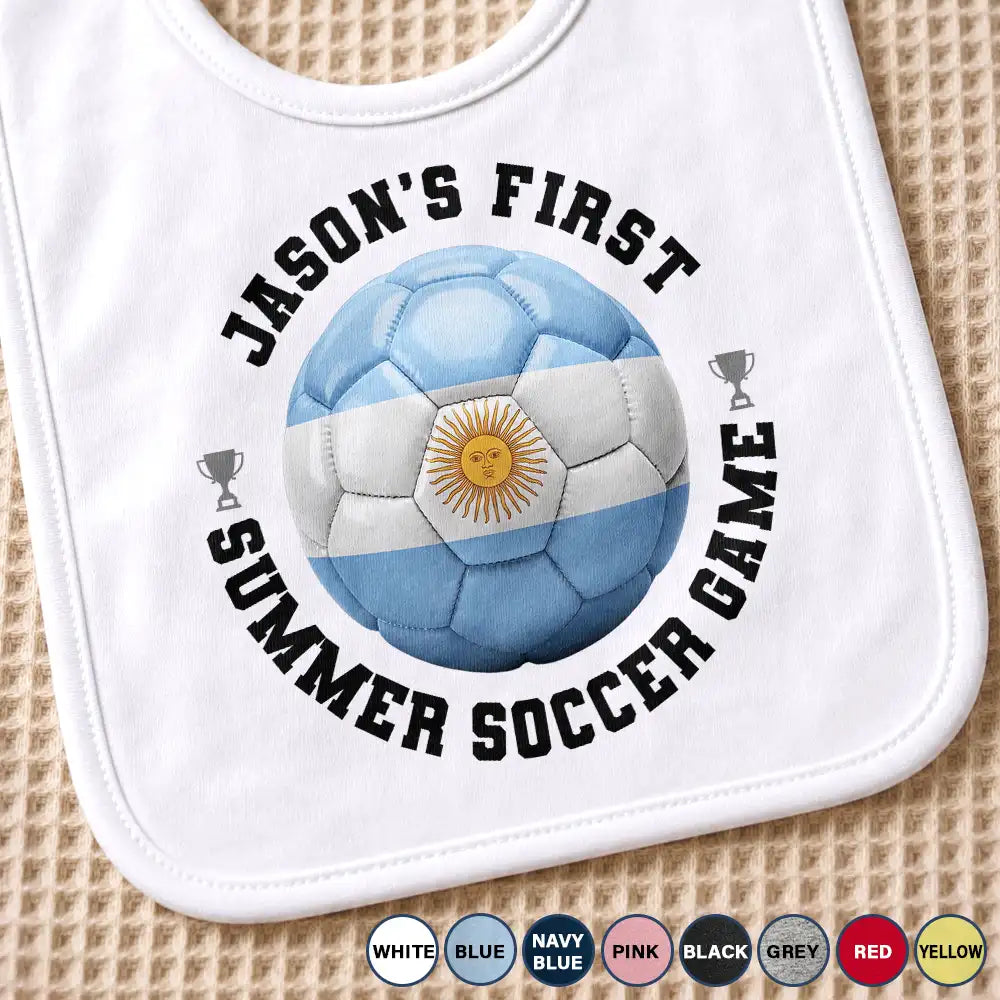 Gift For Mother,New Mom,Proud,Summer Soccer Games,Custom Text - My First Summer Soccer Games - Personalized Baby Bib
