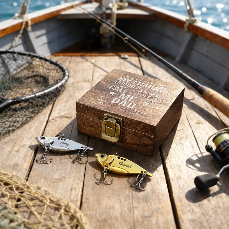 Funny, Dad - Children, Gift For Grandpa, Grandpa - Grandkids, Gift For Father, Fishing - My Fishing Buddies Call Me Dad - Personalized Metal Fish Lure Set