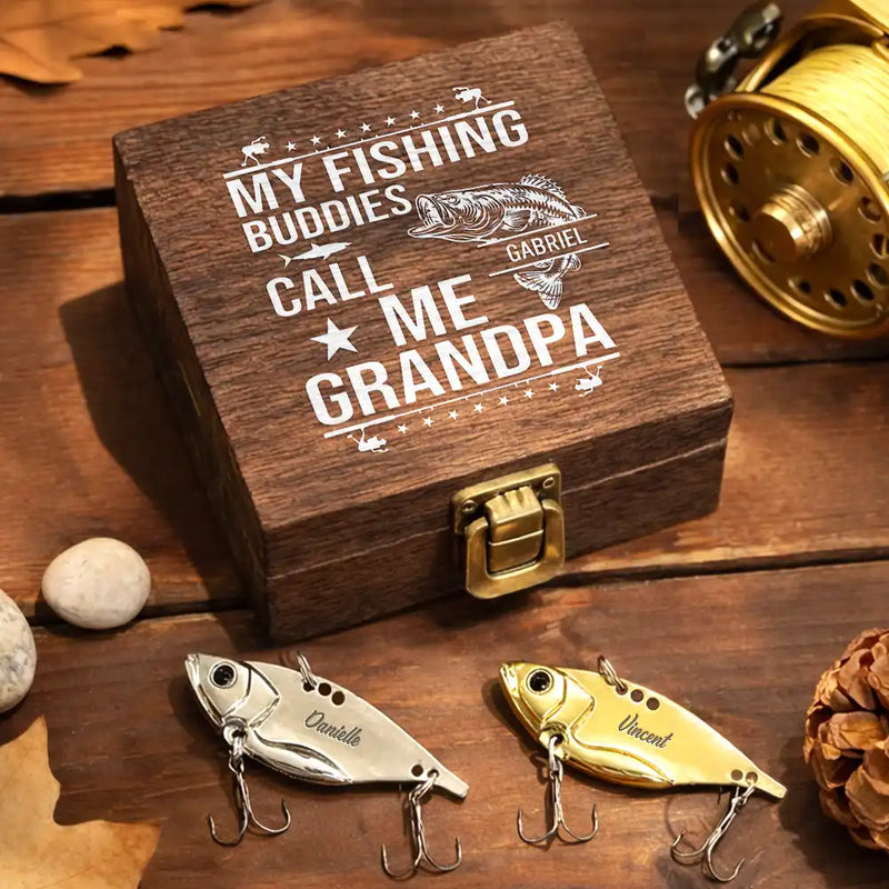 Funny, Dad - Children, Gift For Grandpa, Grandpa - Grandkids, Gift For Father, Fishing - My Fishing Buddies Call Me Dad - Personalized Metal Fish Lure Set