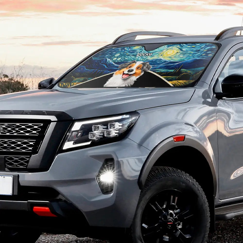 Pet Lovers,Summer,Cat Lovers,Dog Lovers - My Fluffy Heroes Are Watching Over - Personalized Auto Sunshade