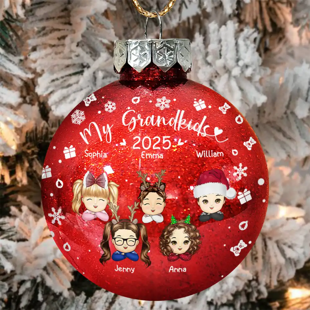 Gift For Grandparents, Parents, Christmas, Happy - My Grandkids - Personalized Ball Ornament