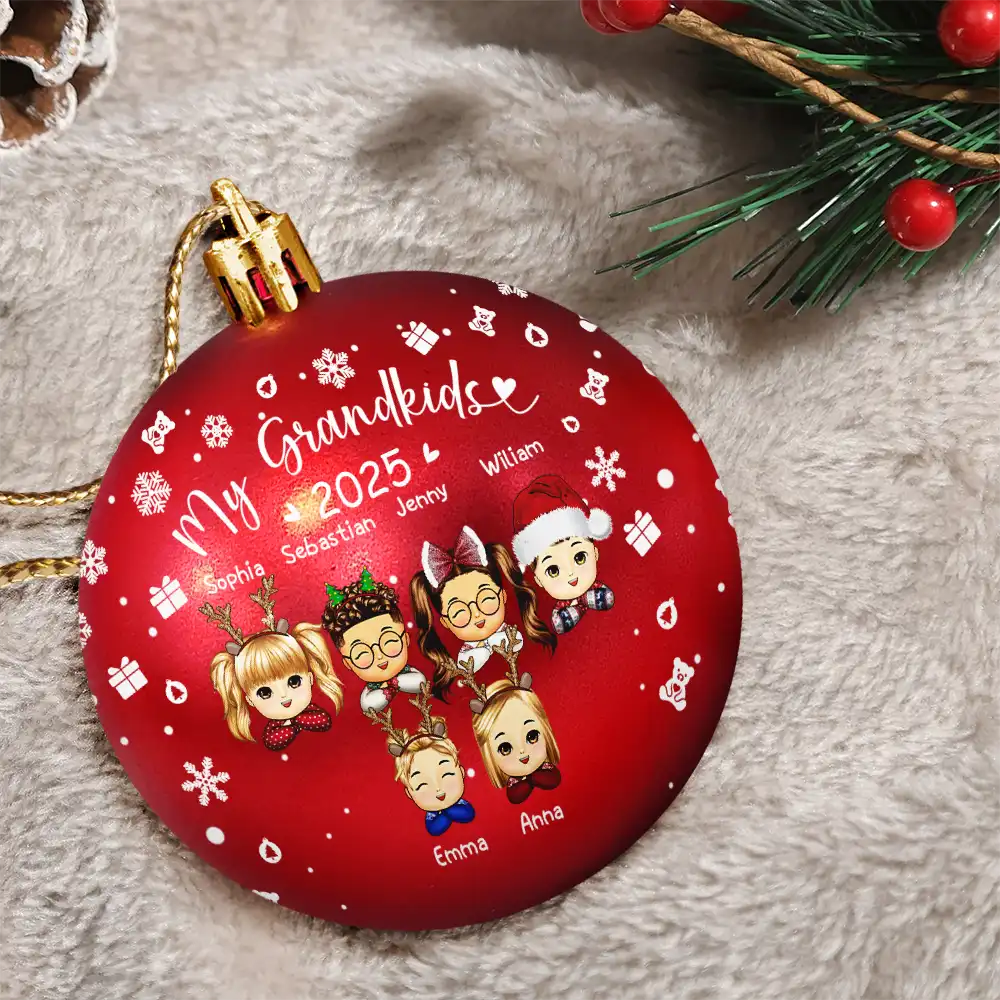 Gift For Grandparents, Parents, Christmas, Happy - My Grandkids - Personalized Ball Ornament