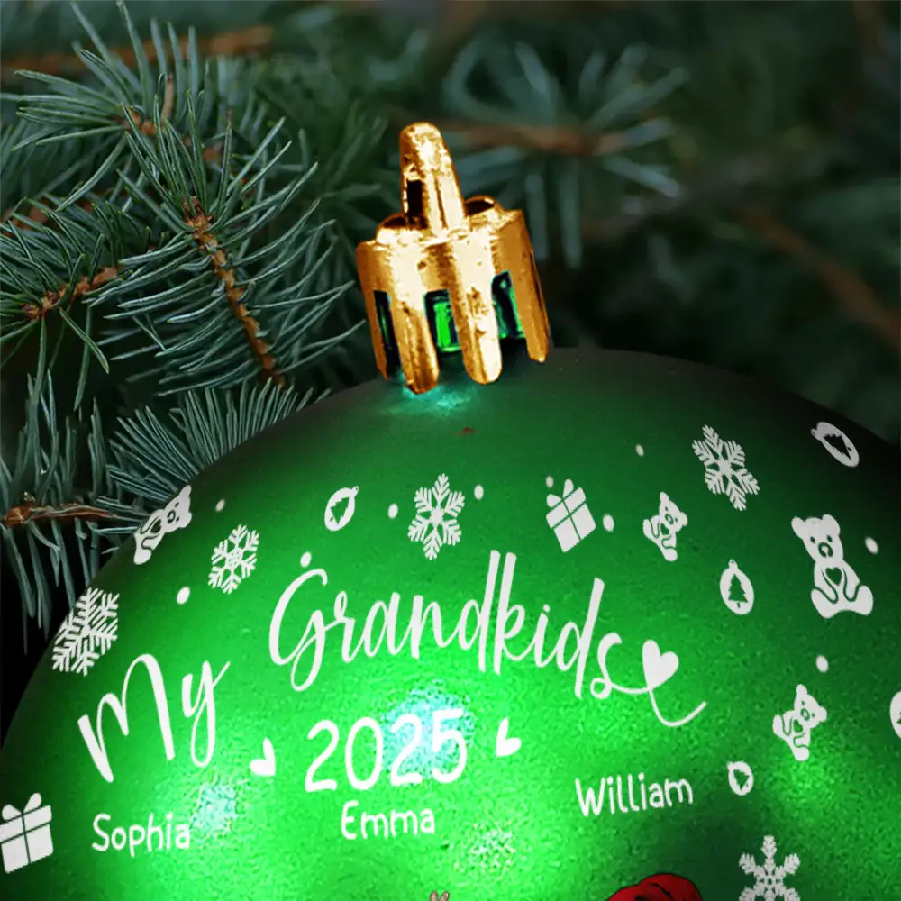 Gift For Grandparents, Parents, Christmas, Happy - My Grandkids - Personalized Ball Ornament