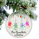 Gift For Grandpa,Gift For Grandma,Gift For Grandparents,Funny,Christmas - My Grandkids Handprints - Personalized Circle Ceramic Ornament