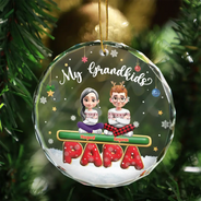 Gift For Grandparents, Parents, Christmas, Happy - My Grandkids Our Kids 3D Effect - Personalized Circle Glass Ornament