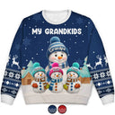 Gift For Grandpa,Gift For Women,Christmas,Top Market,Happy,Gift For Grandma,Gift For Grandparents - My Grandkids Snowman 3D Effect - Personalized Unisex Ugly Sweater