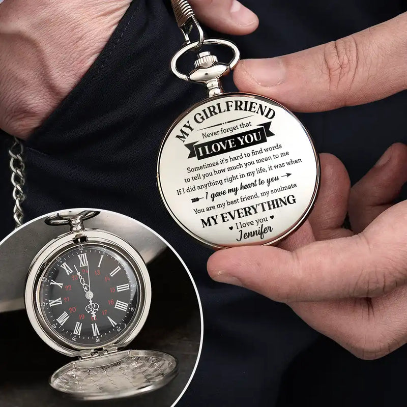 Gift For Husband,Gift For Couples,Sentimental,Custom Text - My Husband My Wife My Soulmate My Everything - Personalized Pocket Watch