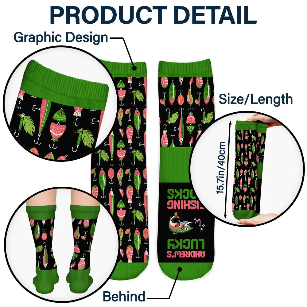Gift For Yourself,Fishing,Gift For Men,Happy - My Lucky Fishing Socks - Personalized Socks