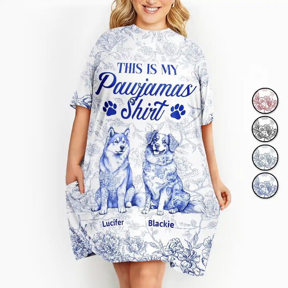 Pet Lovers,Pet Mom,Dog Lovers,Dog Mom,Happy - My Pawjamas Shirt Chinoiserie Toile Dog - Personalized Women's Sleep Tee